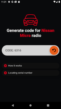 Download Nissan Radio Code Generator Cars and transportation for Android screenshot 4